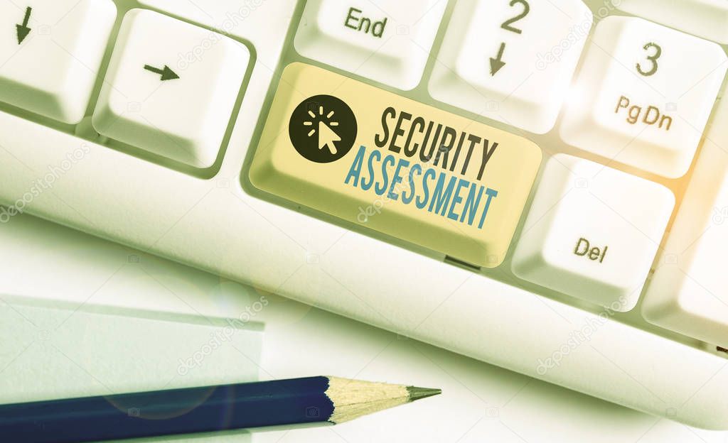 Text sign showing Security Assessment. Conceptual photo study to locate IT security vulnerabilities and risks.