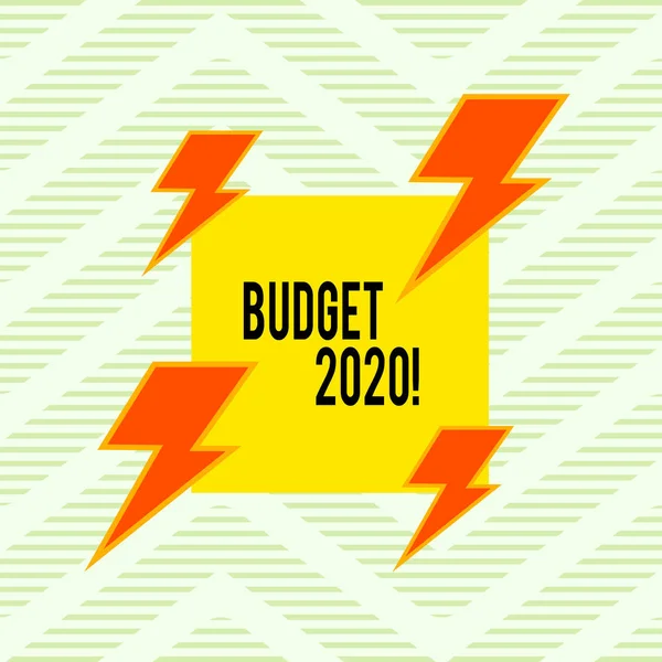 Word writing text Budget 2020. Business concept for estimate of income and expenditure for next or current year Asymmetrical uneven shaped format pattern object outline multicolour design.