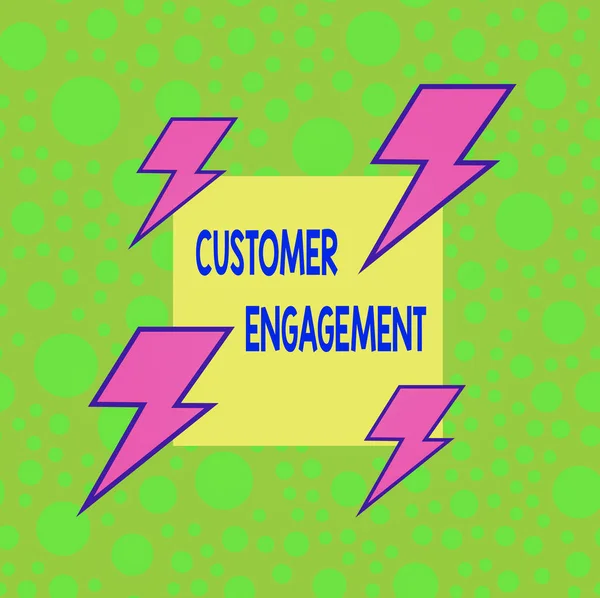 Handwriting text Customer Engagement. Concept meaning the emotional connection between a customer and a brand Asymmetrical uneven shaped format pattern object outline multicolour design.