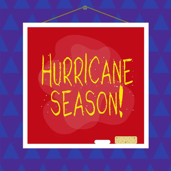 Conceptual hand writing showing Hurricane Season. Business photo showcasing time when most tropical cyclones are expected to develop Asymmetrical uneven shaped pattern object multicolour design.