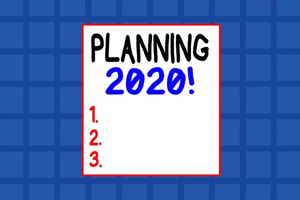 Planlama 2020 'yi gösteren kavramsal el yazısı. Gelecek yıl için plan yapma amaçlı iş fotoğrafı gösterme süreci kusursuz desenli kareler. — Stok fotoğraf