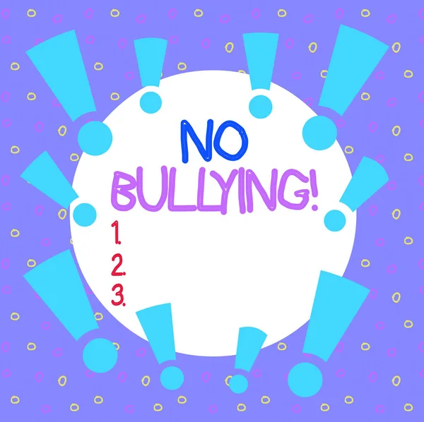 Word writing text No Bullying. Business concept for stop aggressive behavior among children power imbalance Asymmetrical uneven shaped format pattern object outline multicolour design. — Stock Photo, Image