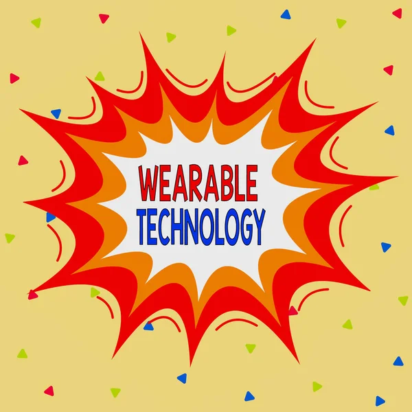 Writing note showing Wearable Technology. Business photo showcasing electronic devices that can be worn as accessories Asymmetrical uneven shaped pattern object multicolour design.