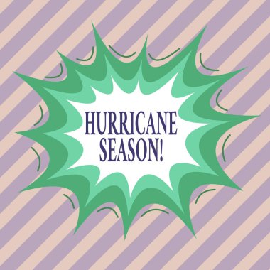 Kasırga sezonunda el yazısı. Çoğu tropikal siklonun asimetrik düzensiz biçim örüntüsü şeklindeki nesnenin çoklu renk tasarımı geliştirmesinin beklendiği zaman dilimi kavramı.