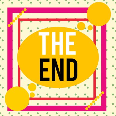 The End 'i gösteren bir not yazıyorum. İş fotoğrafı gösterimi oyun ilişkisi film eyleminin son bölümü Sonuç Asimetrik biçimsel şekil nesne ana hatlarını çoklu renk tasarımı.