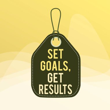 Set Hedeflerini, Sonuçları gösteren kavramsal el yazısı. İş fotoğrafı gösterimi Onlara ulaşmak için hedefler oluştur Boş etiketli arkaplan etiketi dikdörtgen dizgisini ekle.