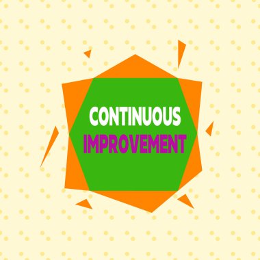 Writing note showing Continuous Improvement. Business photo showcasing ongoing effort to improve products or processes Asymmetrical format pattern object outline multicolor design.