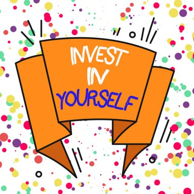 Text sign showing Invest In Yourself. Conceptual photo learn new things or materials thus making your lot better Asymmetrical uneven shaped format pattern object outline multicolour design. clipart