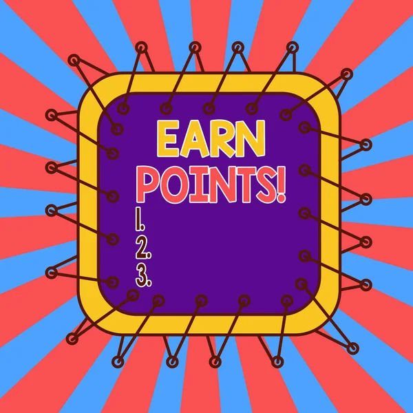Text sign showing Earn Points. Conceptual photo collecting scores in order qualify to win big prize Asymmetrical uneven shaped format pattern object outline multicolour design.