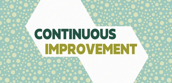 El yazısı yazısında sürekli gelişme var. Ürün ve süreçleri geliştirmek için devam eden çaba anlamına gelen kavram Rastgele Dağılmış Mavi Altıgenler Eşleşen Kusursuz Cinsiyetler.