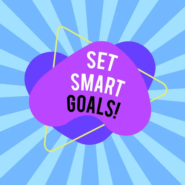 Textová značka zobrazující Set Smart Goals. Konceptuální seznam fotografií k objasnění vašich nápadů zaměření úsilí používat čas moudře asymetrický nerovnoměrný tvar vzor objekt osnovy vícebarevný design. — Stock fotografie