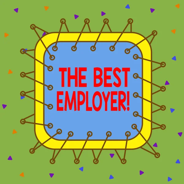 Handwriting text writing The Best Employer. Concept meaning created workplace showing feel heard and empowered Asymmetrical uneven shaped format pattern object outline multicolour design. — Stockfoto