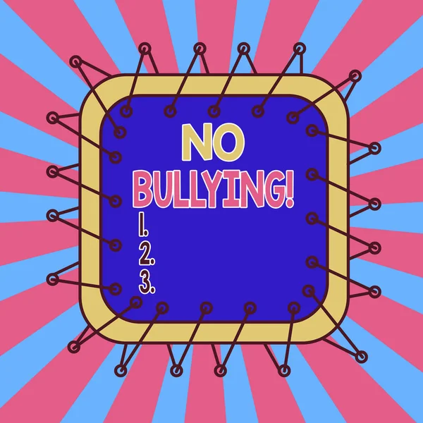 Text sign showing No Bullying. Conceptual photo stop aggressive behavior among children power imbalance Asymmetrical uneven shaped format pattern object outline multicolour design. — Stock Photo, Image