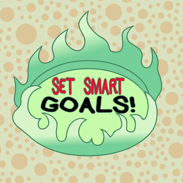 Handwriting text writing Set Smart Goals. Concept meaning list to clarify your ideas focus efforts use time wisely Asymmetrical uneven shaped format pattern object outline multicolour design.