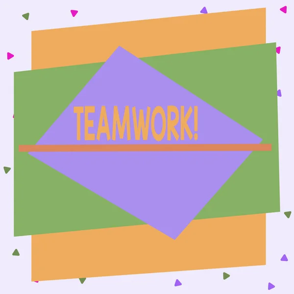 Znak tekstowy pokazujący pracę zespołową. Zdjęcie koncepcyjne połączone działanie grupy szczególnie gdy efektywny i wydajny Asymetryczny nierównomierny kształt szablonu obiektu zarys wielobarwny. — Zdjęcie stockowe