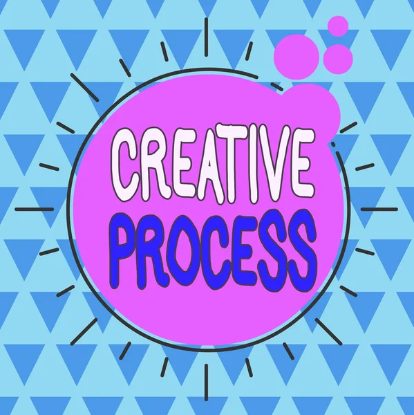 Text sign showing Creative Process. Conceptual photo process of generating new ideas and making connection Asymmetrical uneven shaped format pattern object outline multicolour design.
