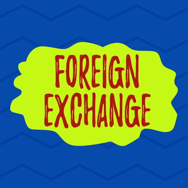 Woordschrijvende tekst Foreign Exchange. Zakelijk concept voor het systeem voor de handel in de valuta van andere landen Vierkante rechthoek papier blad geladen met volledige creatie van patroon thema. — Stockfoto