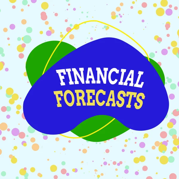 Word writing text Financial Forecasts. Business concept for estimate of future financial outcomes for a company Asymmetrical uneven shaped format pattern object outline multicolour design. — ストック写真