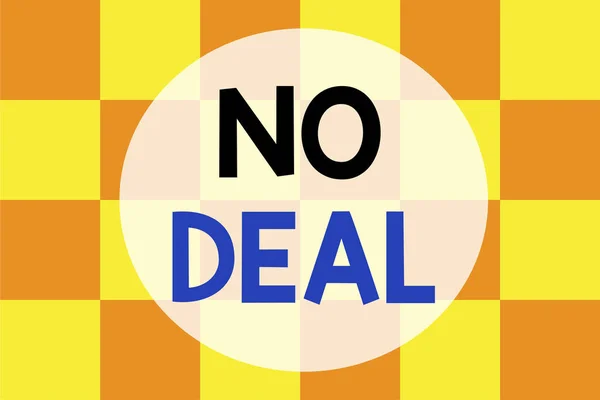Schrijfbriefje met No Deal. Zakelijke foto presentatie van een negatief resultaat op overeenkomst of een regeling als in het bedrijfsleven Achtergrond combinatie twee kleuren vierkantjes Naadloze textuur patroon. — Stockfoto