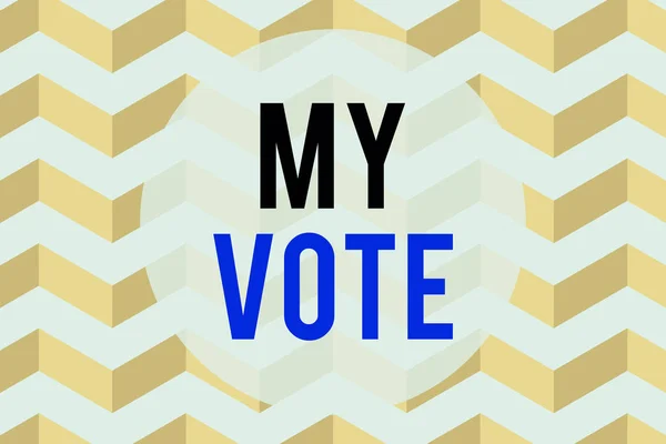 Text sign showing My Vote. Conceptual photo the act of showing your choice or opinion in an election or meeting Seamless wavy lines pattern. Abstract texture zigzag waving. Geometric. — Stock Photo, Image