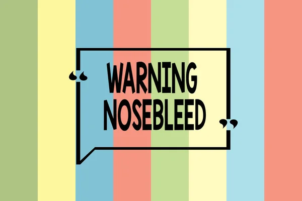 Writing note showing Warning Nosebleed. Business photo showcasing caution on bleeding from the blood vessels in the nose Seamless vertical lines background drawing lines wallpaper banner. — ストック写真