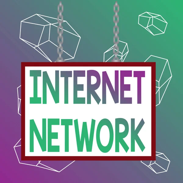 Pisanie tekstu tekst Internet Network. Business concept for connects computers together global using internet Prostokątna ramka Whiteboard pusta przestrzeń przymocowana łańcuch powierzchni pusty panel. — Zdjęcie stockowe