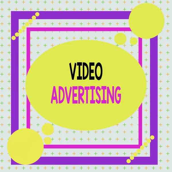 Text sign showing Video Advertising. Conceptual photo encompasses online display advertisements that have video Asymmetrical uneven shaped format pattern object outline multicolour design.