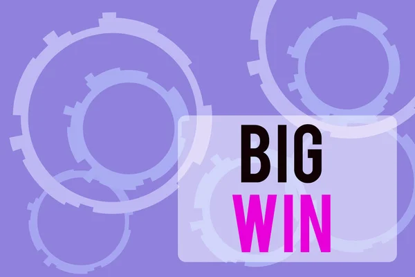 Text sign showing Big Win. Conceptual photo having won an important prize Money won by success in a game Abstract Texture background with gears plain color behind. Gradient Pattern.