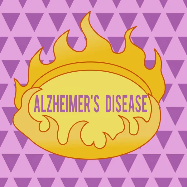 Znak tekstowy pokazujący chorobę Alzheimera S. Zdjęcie koncepcyjne Zaawansowane pogorszenie psychiczne występujące w podeszłym wieku Asymetryczne nierównomierne kształty szablonu obiektu zarys wielokolorowy projekt. — Zdjęcie stockowe