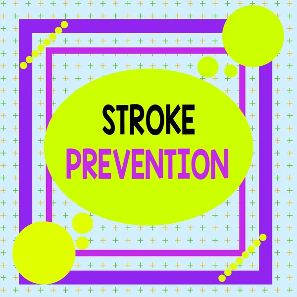 Text sign showing Stroke Prevention. Conceptual photo identified demonstratingal risk factors and change lifestyle Asymmetrical uneven shaped format pattern object outline multicolour design. — Stockfoto