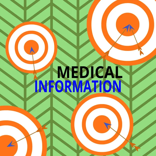 Handwriting text Medical Information. Concept meaning Healthrelated information of a patient or a demonstrating Arrow and round target inside asymmetrical shaped object multicolour design. — Stock Photo, Image