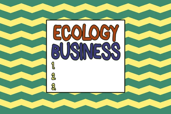 Handschrift tekst schrijven Ecologie Business. Concept betekent wereldwijde ecologie en milieubescherming business Naadloze golvende lijnen patroon. Abstracte textuur zigzag zwaaien. Geometrische. — Stockfoto