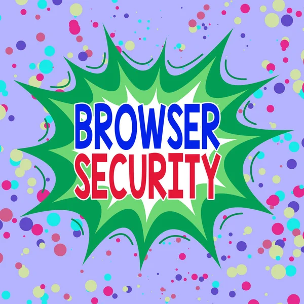 Schrijfbriefje met Browser Security erop. Zakelijke foto showcasing beveiliging aan webbrowsers ter bescherming van netwerkgegevens Asymmetrisch ongelijk gevormde patroon object multicolour ontwerp. — Stockfoto
