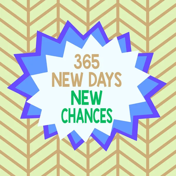 365 neue Tage neue Chancen. Konzept bedeutet Beginn eines weiteren Jahres Kalender Chancen asymmetrische ungleichmäßig geformte Format Muster Objekt umreißen mehrfarbige Design. — Stockfoto