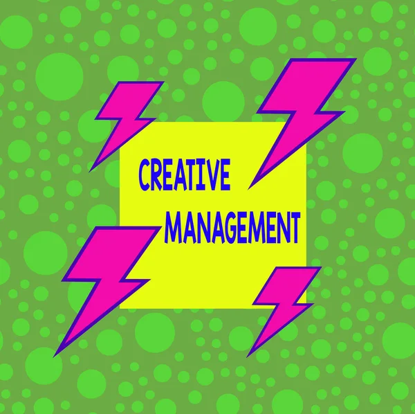 Handwriting text Creative Management. Concept meaning Managing of creative thinking skills and mental process Asymmetrical uneven shaped format pattern object outline multicolour design. — Stock Photo, Image