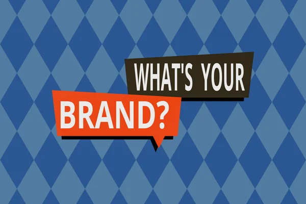 Word writing text what s your brand question. Business-Konzept für die Frage nach Produktlogo tut oder was Sie kommunizieren sich wiederholende geometrische Rautenmuster. nahtlose abstrakte Gestaltung. Tapete. — Stockfoto