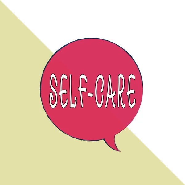 Handwriting text Self Care. Concept meaning the practice of taking action to improve one s is own health Rectangle divided into two pieces of right triangle with equal measurement. — Stock Photo, Image