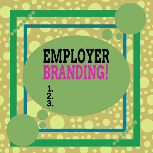 Text sign showing Employer Branding. Conceptual photo promoting company employer choice to desired target group Asymmetrical uneven shaped format pattern object outline multicolour design.