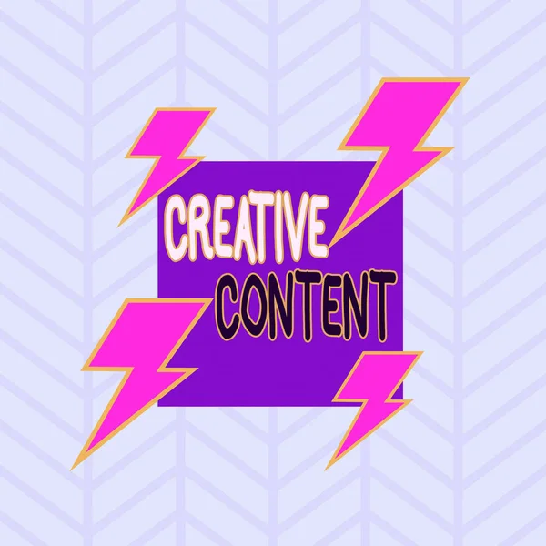 Konceptualne pismo ręczne pokazujące Creative Content. Biznes zdjęcie tekst dostarczając pokazując z rodzaju treści ponownie pragną Asymetryczny format szablon obiektu zarys wielobarwny. — Zdjęcie stockowe