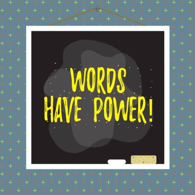 Kelime yazma kelimelerinin gücü vardır. İş konsepti, birine zarar verme veya zarar verme yeteneğine sahip olduğu için asimetrik biçimsiz şekil şekil nesne ana hatları çoklu renk tasarımı.