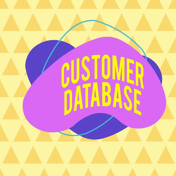 Writing note showing Customer Database. Business photo showcasing uptodate on customer information records and data Asymmetrical format pattern object outline multicolor design.