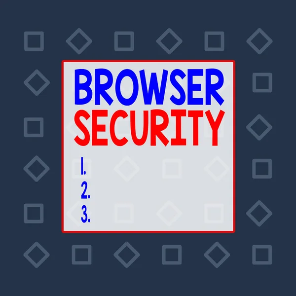 Schrijfbriefje met Browser Security erop. Zakelijke foto presentatie beveiliging aan webbrowsers om netwerkgegevens te beschermen Vierkante rechthoek papier blad geladen met volledige creatie van patroon thema. — Stockfoto