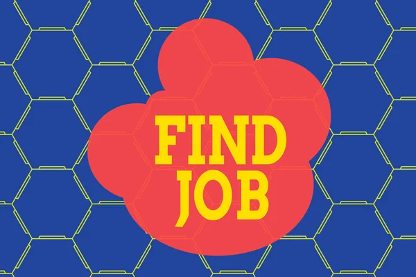 Word writing text Find Job. Business concept for An act of demonstrating to find or search work suited for his profession Hexagonal figures design. Modern geometric background honeycombed pattern.