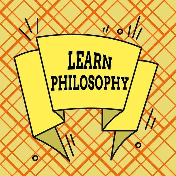 Writing note showing Learn Philosophy. Business photo showcasing learn to develop sound methods of research and analysis Asymmetrical uneven shaped pattern object multicolour design. — Stock Photo, Image