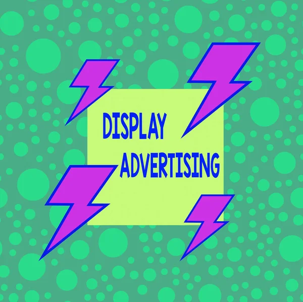 Textový rukopis Zobrazení Reklama. Koncept znamená on-line reklama, která je typicky navržen obrázek asymetrický nerovnoměrný ve tvaru vzor objektu obrys vícebarevný design. — Stock fotografie