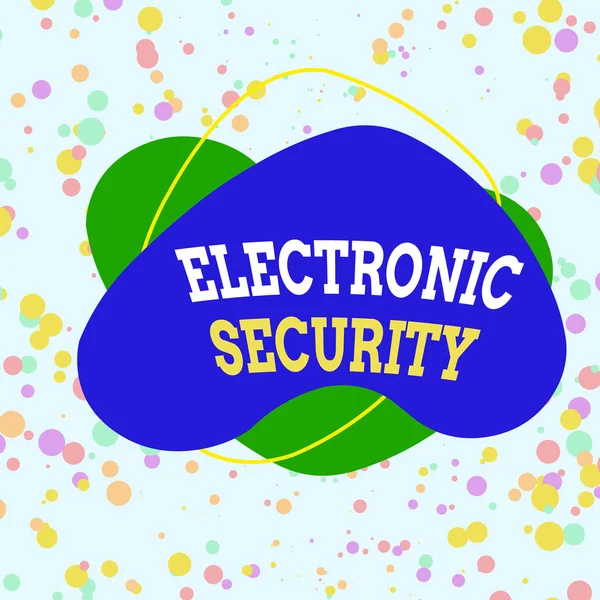 Word writing text Electronic Security. Business concept for electronic equipment that perform security operations Asymmetrical uneven shaped format pattern object outline multicolour design. — Stock Photo, Image