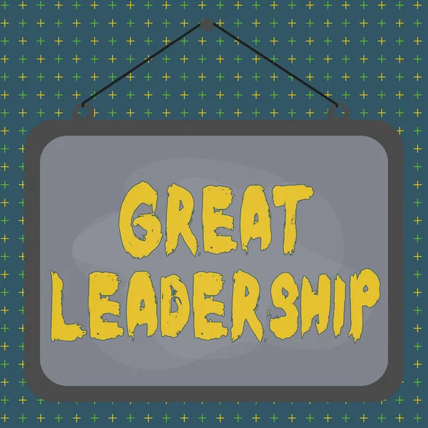 Text sign showing Great Leadership. Conceptual photo motivating showing to act towards achieving a common goal Asymmetrical uneven shaped format pattern object outline multicolour design.