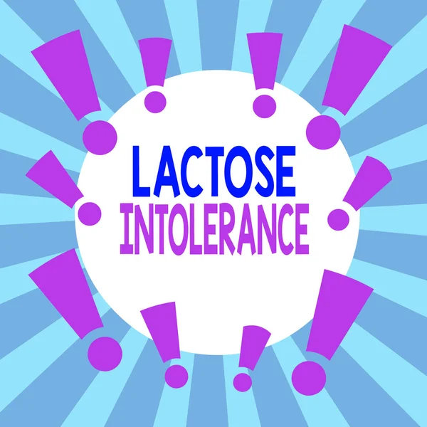 Handwriting text Lactose Intolerance. Concept meaning digestive problem where body is unable to digest lactose Asymmetrical uneven shaped format pattern object outline multicolour design.