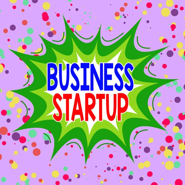 Writing note showing Business Startup. Business photo showcasing company that is in the first stage of its operations Asymmetrical uneven shaped pattern object multicolour design.