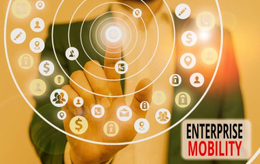 Atılgan 'ın hareketliliğini gösteren kavramsal el yazısı. İş fotoğrafı çalışanları cep telefonu aygıtları kullanarak uzaktan iş yaparlar.